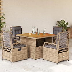 vidaXL Ensemble à manger de jardin avec coussins 5pcs Beige poly rotin