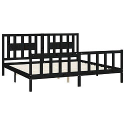 Acheter Maison Chic Lit adulte - Cadre de lit et tête de lit,Structure du lit Contemporain pour chambre noir bois de pin massif 200x200 cm -MN29644