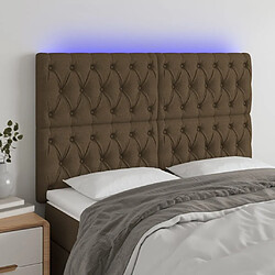 Maison Chic Tête de lit scandinave à LED,meuble de chambre Marron foncé 160x7x118/128 cm Tissu -MN56184