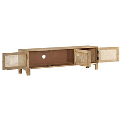 Acheter Maison Chic Meuble TV scandinave - Banc TV pour salon 140x30x40 cm Bois de manguier et canne naturelle -MN67840