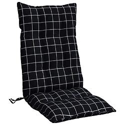 Avis vidaXL Coussins de chaise à dossier haut lot de 4 motif carreaux noir