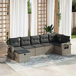 vidaXL Salon de jardin avec coussins 7 pcs gris résine tressée