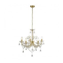 Searchlight Chandelier sans abats jours Lafayette Acier Or 5 ampoules 50cm