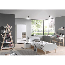 Avis Vipack KIDDY Lit simple en bois laqué et brut et sommier 90x200cm Blanc