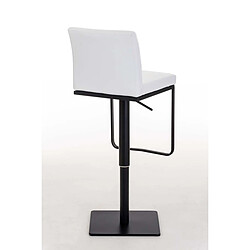 Acheter Decoshop26 Tabouret de bar x1 avec repose-pieds plaque de base carrée en métal noir assise en PVC blanc 10_0005301