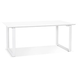 Alterego Grand bureau droit de direction 'GIMINI' en bois et métal blanc - 180x90 cm