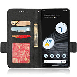 Etui en PU texture litchi, fermoir magnétique double, anti-chocs avec support pour votre Google Pixel 7 Pro 5G - noir