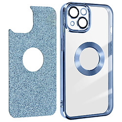 Avizar Coque pour iPhone 13 Paillette Amovible Silicone Gel Série Protecam Spark Bleu