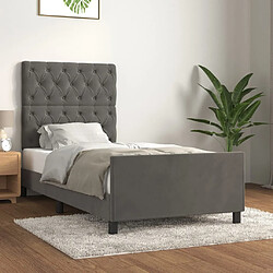 Maison Chic Lit adulte - Cadre Structure de lit avec tête de lit Contemporain Gris foncé 80x200 cm Velours -MN42374