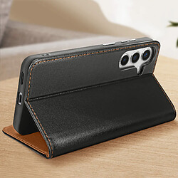 Acheter Avizar Housse pour Samsung Galaxy S24 Cuir Véritable Porte-carte Noir