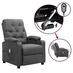 vidaXL Fauteuil électrique de massage Gris clair Tissu