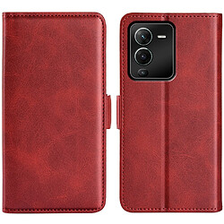 Etui en PU + TPU fermoir magnétique double, anti-chute avec support pour votre Vivo S15 Pro 5G/V25 Pro 5G - rouge