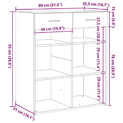 vidaXL Buffet sonoma gris 80x42,5x93 cm bois d'ingénierie pas cher