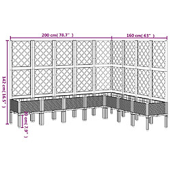 vidaXL Jardinière avec treillis marron 200x160x142 cm PP pas cher