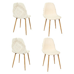 The Home Deco Factory Lot de 4 chaises Faro tissu et pieds métal imitation bois - Beige