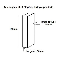 Inside 75 Colonne de rangement LUND penderie chêne naturel 30 x 54 cm profondeur