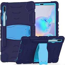 Coque en TPU + Silicone Résistant aux impacts souple avec béquille bleu marine/bleu pour votre Samsung Galaxy Tab S6 SM-T860 (Wi-Fi)/SM-T865 (LTE)/SM-T867