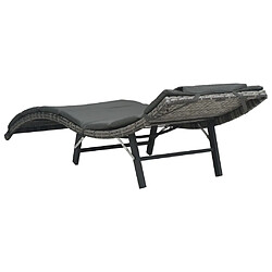 Helloshop26 Transat chaise longue bain de soleil lit de jardin terrasse meuble d'extérieur pliable avec coussin résine tressée gris 02_0012855 pas cher