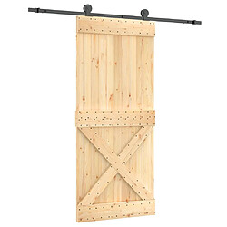 vidaXL Porte coulissante et kit de quincaillerie 90x210 cm pin massif