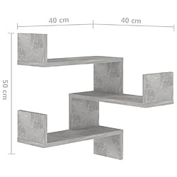 vidaXL Étagère murale d'angle Gris béton 40x40x50 cm Bois d’ingénierie pas cher