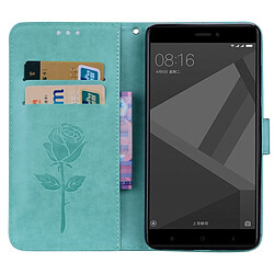 Acheter Wewoo Housse Étui vert pour cartes et porte-monnaie Xiaomi Redmi Note 4X Roses Pressé Fleurs Motif Flip en cuir avec titulaire fentes