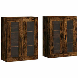 Maison Chic Lot de 2 Armoires murales,Meuble de Rangement,Armoire Suspendue chêne fumé bois d'ingénierie -MN42093