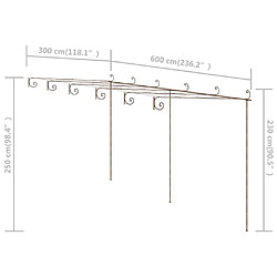 vidaXL Pergola de jardin Marron antique 6x3x2,5 m Fer pas cher