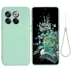 Coque en silicone antichoc, doublure en fibre, anti-rayures avec sangle pour votre OnePlus 10T 5G/Ace Pro 5G - vert