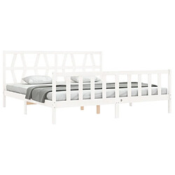 Acheter Maison Chic Lit adulte - Cadre Structure de lit avec tête de lit Contemporain blanc 200x200 cm bois massif -MN14037