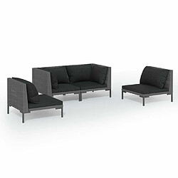 Maison Chic Salon de jardin 4 pcs + coussins - Mobilier/Meubles de jardin - Table et chaises d'extérieur Résine tressée Gris foncé -MN49399