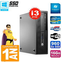 PC HP EliteDesk 800 G1 SFF Core I3-4130 RAM 16Go 960 Go SSD Graveur DVD Wifi W7 - Occasion