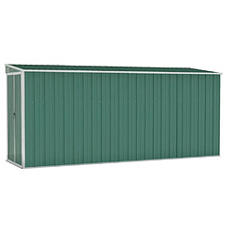 Helloshop26 Abri de jardin cabane cabanon maison de stockage remise extérieur hangar outils robuste mural 118 x 382 x 178 cm acier galvanisé vert 02_0022340