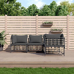 Maison Chic Salon de jardin 4 pcs + coussins - Mobilier/Meubles de jardin - Table et chaises d'extérieur anthracite résine tressée -MN90850