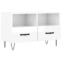 Maison Chic Meuble TV scandinave - Banc TV pour salon Blanc brillant 80x36x50 cm Bois d'ingénierie -MN74270