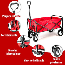 Safetool Chariot de transport pliable 80 kg remorque jardin 4 roues