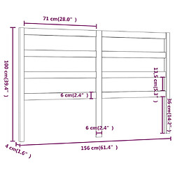 Acheter vidaXL Tête de lit Marron miel 156x4x100 cm Bois massif de pin