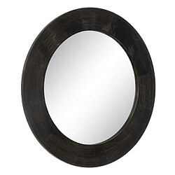 BigBuy Home Miroir mural Brun foncé Verre Bois de manguier Bois MDF Vertical Rond 122 x 3,8 x 122 cm