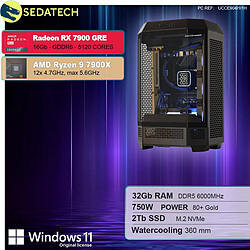 Sedatech PC Gamer Pro Tower • AMD Ryzen 9 7900X • RX 7900 GRE • 32Go DDR5 • 2To SSD M.2 • Windows 11