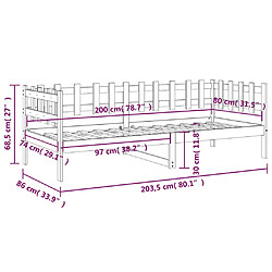 vidaXL Lit de jour sans matelas marron miel 80x200 cm bois pin massif pas cher