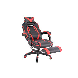 Acheter Decoshop26 Chaise de bureau fauteuil gaming avec repose-pieds téléscopique en synthétique noir et rouge BUR10626