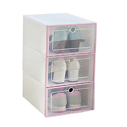 3PCS boîtes de rangement de chaussures pliables organisateur de chaussures en plastique transparent - Rose