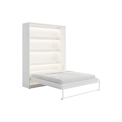 Acheter Vente-Unique Lit escamotable 160 x 200 cm - Ouverture verticale manuelle - Avec LEDs - Blanc - RAPILI