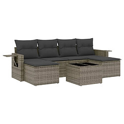 vidaXL Salon de jardin avec coussins 7 pcs gris résine tressée