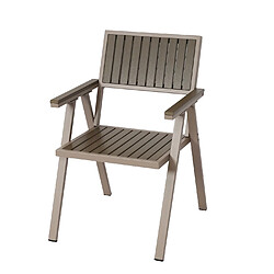 Acheter Mendler Set de 4 chaises de jardin + table de jardin HWC-J95, chaise table, revêtement Gastro Outdoor, alu aspect bois ~ champagne, gris