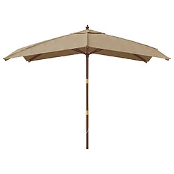 Helloshop26 Parasol de jardin avec mât en bois 300 x 300 x 273 cm taupe 02_0008360