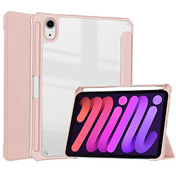 Etui en PU + acrylique transparent avec support et porte-stylo or rose pour votre Apple iPad mini 6 (2021)