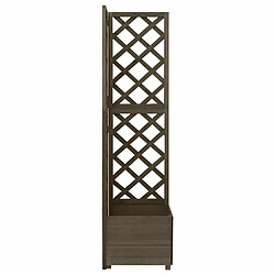 Maison Chic Jardinière,Bac à fleurs - pot de fleur d'angle en treillis Gris 40x40x150 cm Bois de sapin -GKD77705