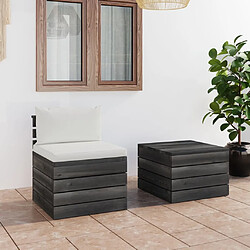 Maison Chic Salon palette de jardin 2 pcs avec coussins,Table et Chaises d'extérieur,Mobilier de jardin Bois de pin massif -MN72269