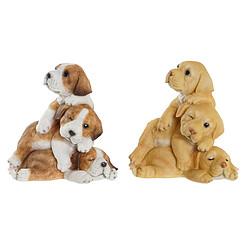 Figurine Décorative DKD Home Decor Chien Marron Résine Marron Clair Shabby Chic Chiots (20,5 x 17,5 x 20,5 cm) (2 Unités)