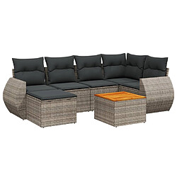 vidaXL Salon de jardin avec coussins 7 pcs gris résine tressée